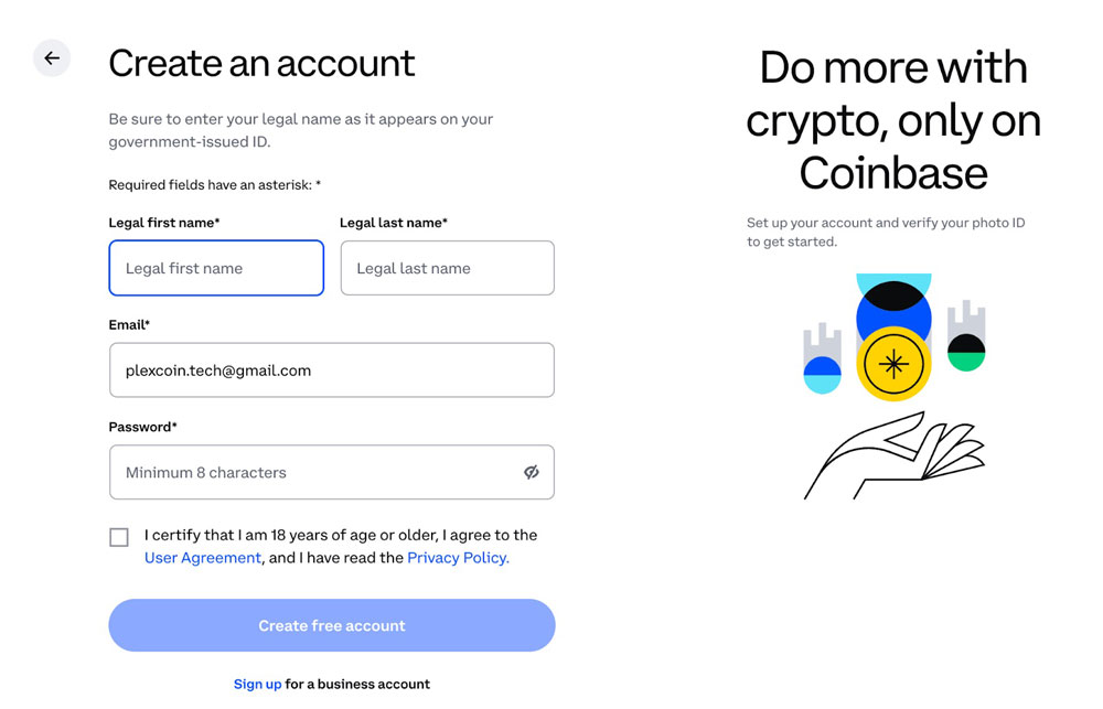 Hướng dẫn Tạo Tài khoản Coinbase